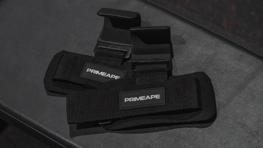 Prime Ape lifting straps with durable design, ideal for enhancing grip strength during strength training and heavy lifts in a home gym