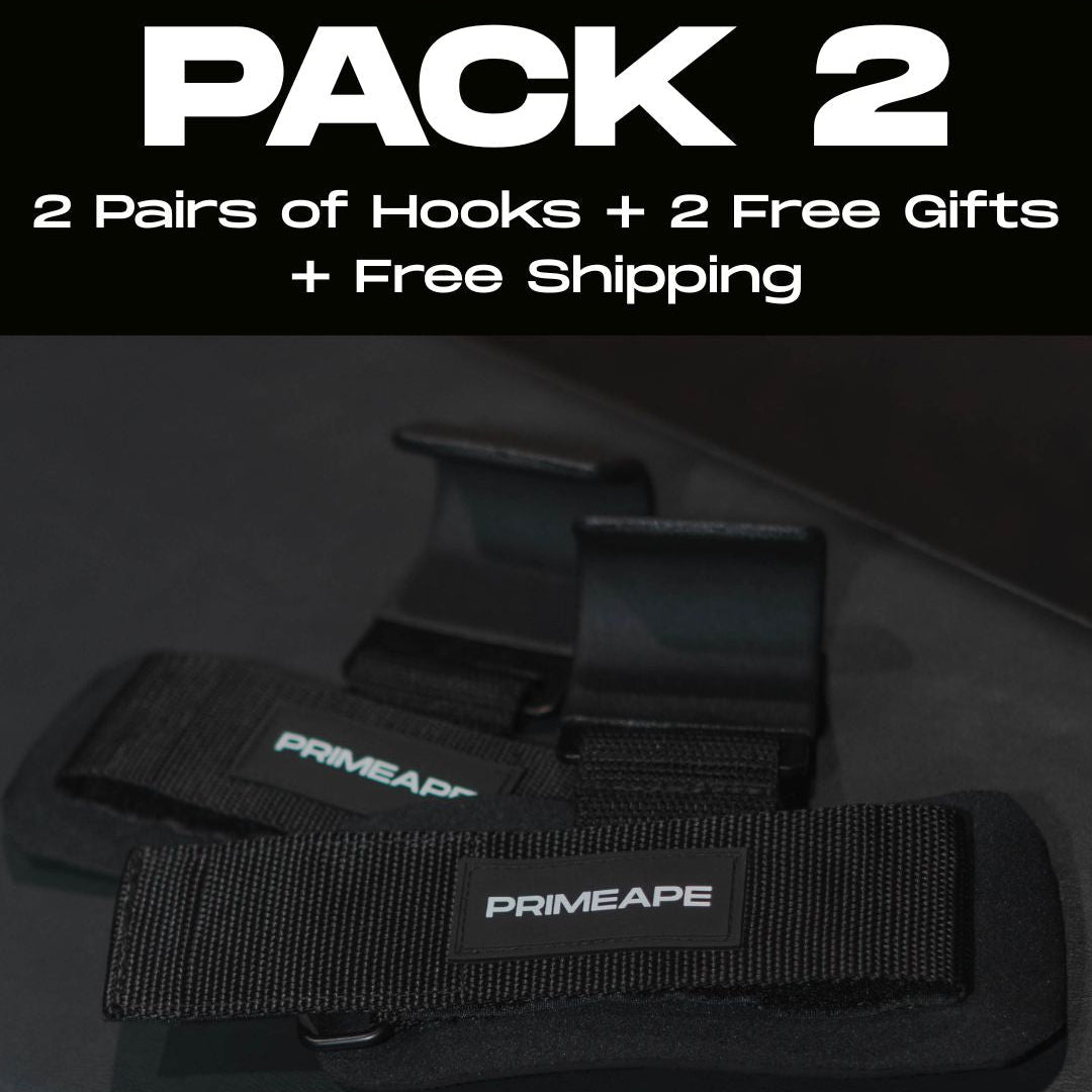 Two black straps with 'Primeape' branding on a dark background, promotional text at the top.